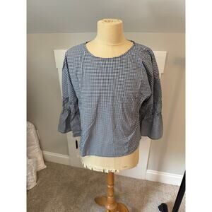 Nine Britton Flare Sleeve Gingham top SZ M